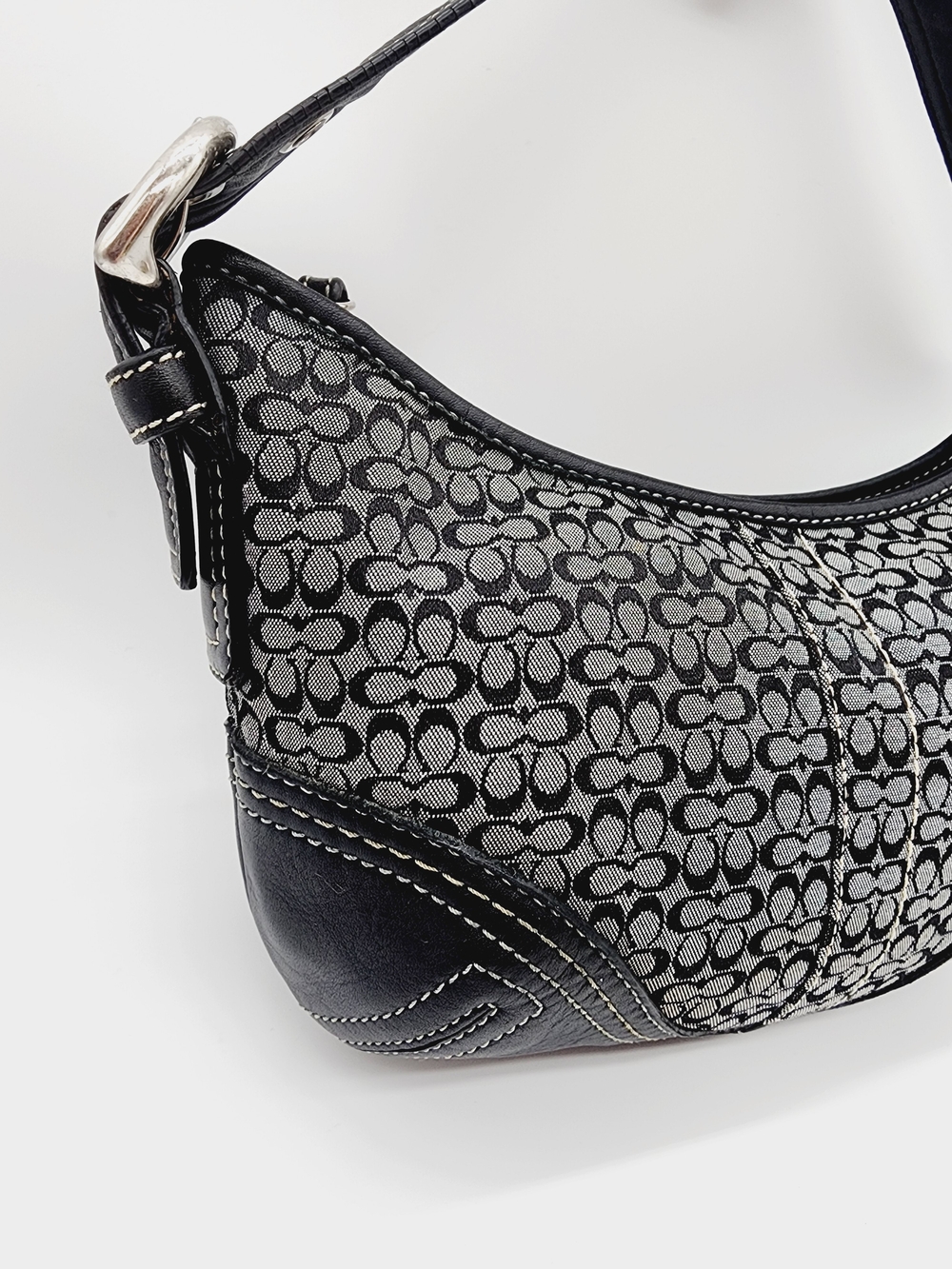 Coach 2154 Vintage Mini Hobo Signature Monogram Grey Black - Picture 4 of 16